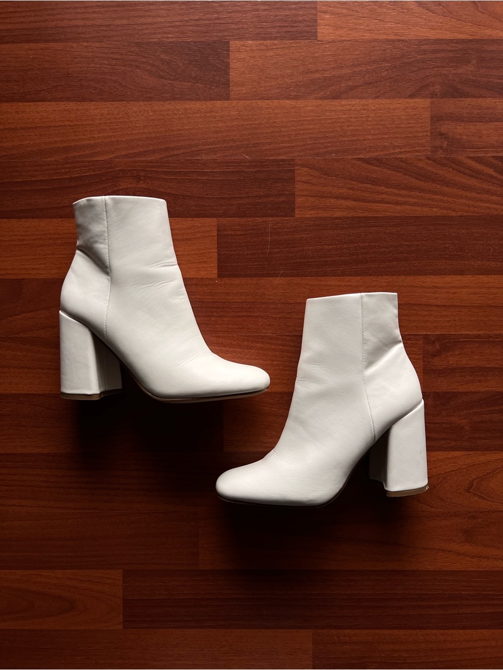 White Madden Girl Faux Leather Ankle Boots